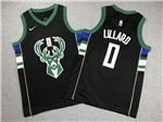 Milwaukee Bucks #0 Damian Lillard Youth Black Swingman Jersey