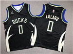 Milwaukee Bucks #0 Damian Lillard Youth 2022-23 Black Statement Swingman Jersey