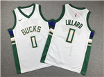 Milwaukee Bucks #0 Damian Lillard Youth White Swingman Jersey