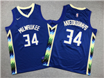 Milwaukee Bucks #34 Giannis Antetokounmpo Youth 2022-23 Blue City Edition Swingman Jersey