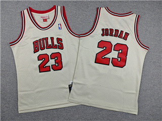 Chicago Bulls #23 Michael Jordan Youth Cream Hardwood Classics Jersey