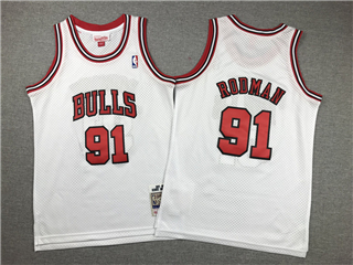 Chicago Bulls #91 Dennis Rodman Youth 1997-98 White Hardwood Classics Jersey