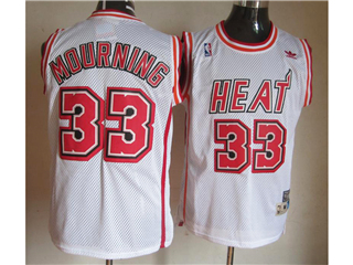 Miami Heat #33 Alonzo Mourning White Hardwood Classic Jersey