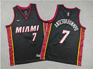 Miami Heat #7 Giannis Antetokounmpo Youth Black Swingman Jersey