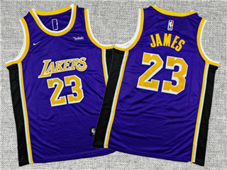 Los Angeles Lakers #23 Lebron James Youth 2022-23 Purple Statement Swingman Jersey