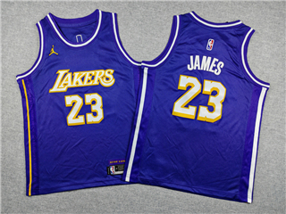 Los Angeles Lakers #23 Lebron James Youth 2025-26 Purple Statement Swingman Jersey