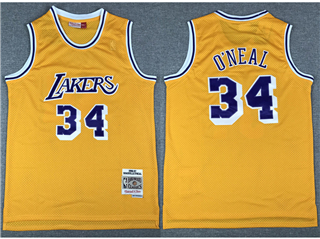 Los Angeles Lakers #34 Shaquille O'Neal 1996-97 Gold Hardwood Classic Jersey
