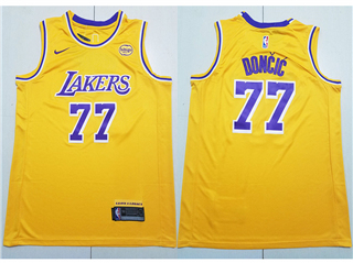 Los Angeles Lakers #77 Luka Doncic Gold Swingman Jersey