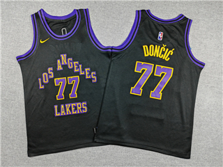 Los Angeles Lakers #77 Luka Doncic Youth 2023-24 Black City Edition Swingman Jersey