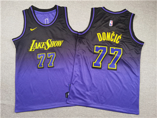 Los Angeles Lakers #77 Luka Doncic Youth 2024-25 Purple City Edition Swingman Jersey