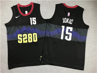 Denver Nuggets #15 Nikola Jokic Youth 2023-24 Black City Edition Swingman Jersey