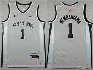 San Antonio Spurs #1 Victor Wembanyama 2025-26 Gray Statement Edition Swingman Jersey