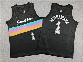 San Antonio Spurs #1 Victor Wembanyama Youth 2025-26 Black City Edition Swingman Jersey