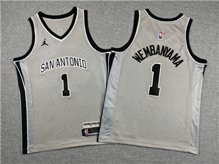 San Antonio Spurs #1 Victor Wembanyama Youth 2025-26 Gray Statement Edition Swingman Jersey