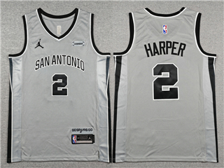 San Antonio Spurs #2 Dylan Harper 2025-26 Gray Statement Edition Swingman Jersey