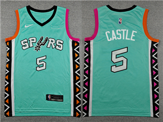 San Antonio Spurs #5 Stephon Castle Turquoise City Edition Swingman Jersey