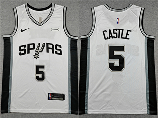 San Antonio Spurs #5 Stephon Castle White Swingman Jersey