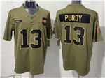 San Francisco 49ers #13 Brock Purdy Olive 2025 Salute To Service Limited Jersey