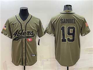 San Francisco 49ers #19 Deebo Samuel Olive Salute To Service Baseball Jersey