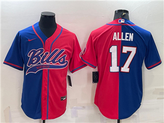 Buffalo Bills #17 Josh Allen Split Blue/Red Baseball Cool Base Jersey