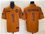 Miami Dolphins #1 Tua Tagovailoa 2023 Brown Salute To Service Limited Jersey