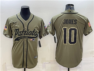 New England Patriots #10 Mac Jones Olive Salute To Service Baseball Jersey