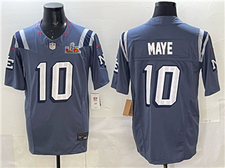 New England Patriots #10 Drake Maye Storm Blue Rivalries Super Bowl LX Limited Jersey