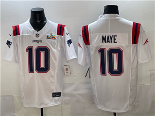 New England Patriots #10 Drake Maye White Super Bowl LX Limited Jersey