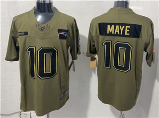 New England Patriots #10 Drake Maye Olive 2025 Salute To Service Limited Jersey