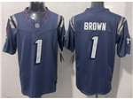 New England Patriots #1 A.J. Brown Storm Blue Rivalries Vapor F.U.S.E. Limited Jersey