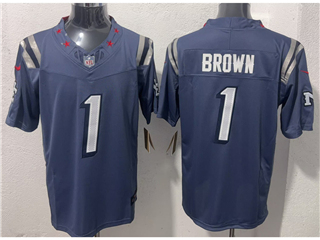 New England Patriots #1 A.J. Brown Storm Blue Rivalries Vapor F.U.S.E. Limited Jersey