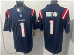 New England Patriots #1 A.J. Brown Navy Vapor F.U.S.E. Limited Jersey