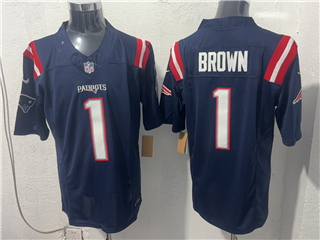 New England Patriots #1 A.J. Brown Navy Vapor F.U.S.E. Limited Jersey