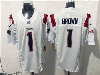 New England Patriots #1 A.J. Brown White Vapor F.U.S.E. Limited Jersey