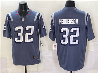 New England Patriots #32 TreVeyon Henderson Storm Blue Rivalries Vapor F.U.S.E. Limited Jersey