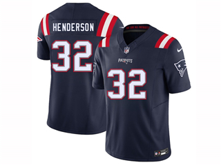 New England Patriots #32 TreVeyon Henderson Navy Vapor F.U.S.E. Limited Jersey