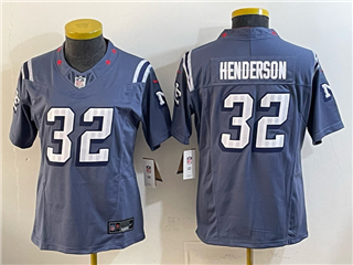 New England Patriots #32 TreVeyon Henderson Women's Storm Blue Rivalries Vapor F.U.S.E. Limited Jersey