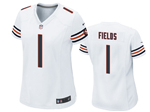 Chicago Bears #1 Justin Fields Women's White Vapor Limited Jersey