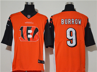 Cincinnati Bengals #9 Joe Burrow Orange Team Big Logo Vapor Limited Jersey