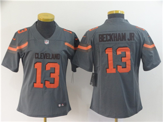 Cleveland Browns #13 Odell Beckham Jr. Women's Gray Inverted Limited Jersey