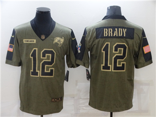 Tampa Bay Buccaneers #12 Tom Brady 2021 Olive Salute To Service Limited Jersey