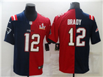 New England Patriots Tampa Bay Buccaneers #12 Tom Brady Split Navy/Red Super Bowl LV Jersey