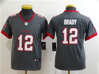Tampa Bay Buccaneers #12 Tom Brady Youth 2020 Gray Vapor Limited Jersey