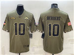 Los Angeles Chargers #10 Justin Herbert 2022 Olive Salute To Service Limited Jersey