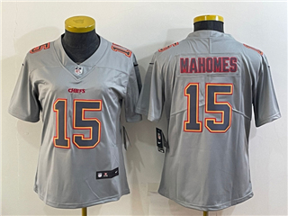 Kansas City Chiefs #15 Patrick Mahomes Women's Gray Atmosphere Fashion Limited Jersey
