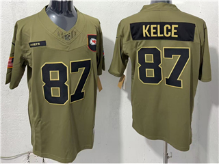 Kansas City Chiefs #87 Travis Kelce Olive 2025 Salute To Service Limited Jersey