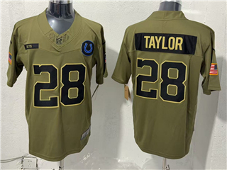 Indianapolis Colts #28 Jonathan Taylor Olive 2025 Salute To Service Limited Jersey