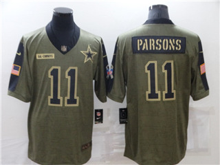 Dallas Cowboys #11 Micah Parsons 2021 Olive Salute To Service Limited Jersey