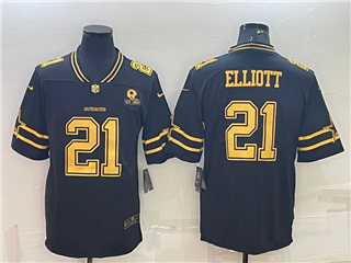 Dallas Cowboys #21 Ezekiel Elliott Black Gold Vapor Limited Jersey