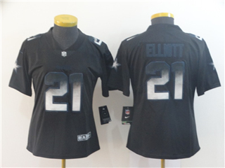 Dallas Cowboys #21 Ezekiel Elliott Women's Black Arch Smoke Limited Jersey